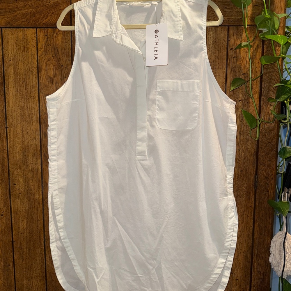 Athleta Women's Crisp White Sleeveless Blouse